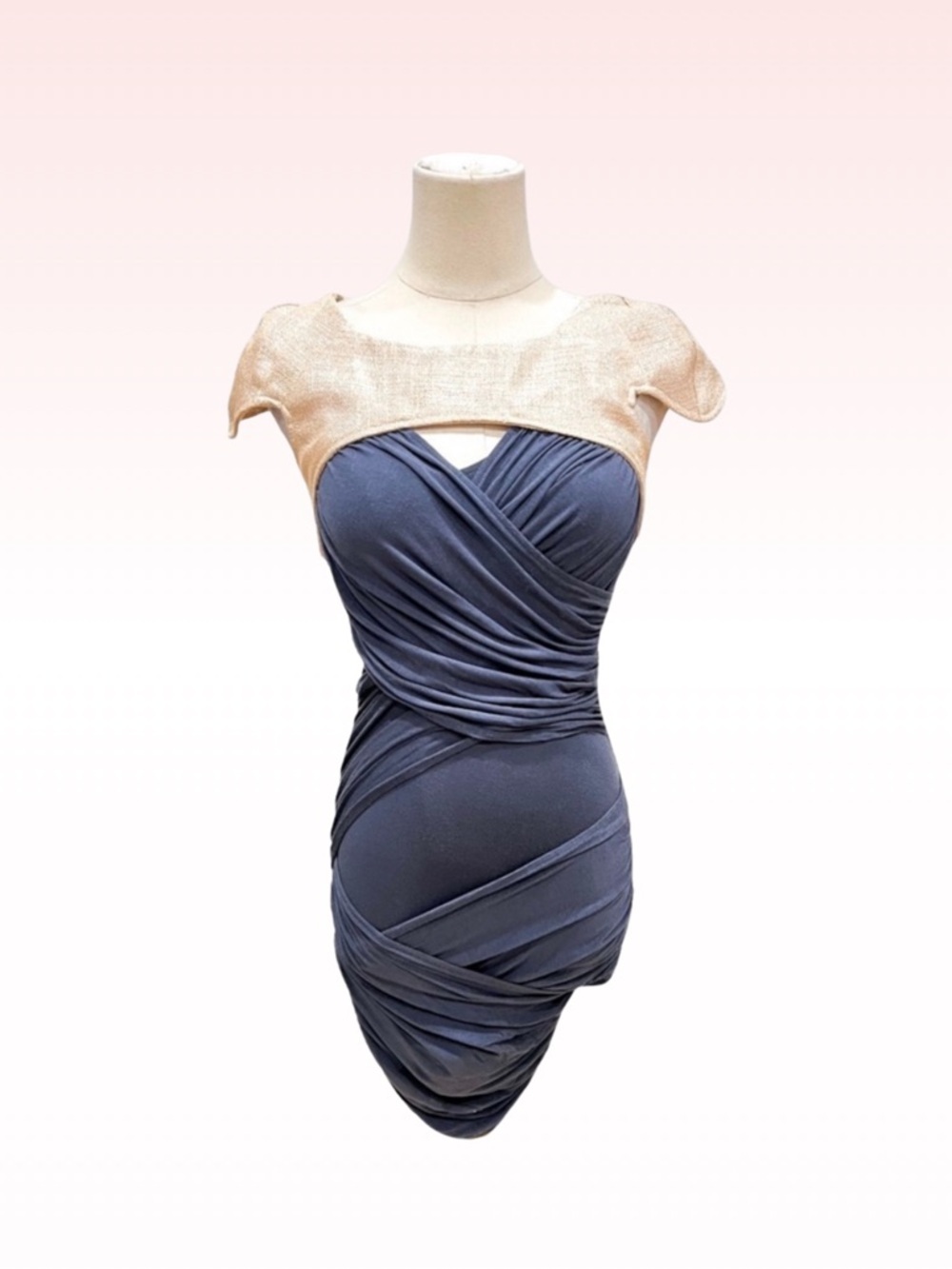 FINDERS KEEPERS Wrap Dress in Blue & Gold (Sz 2)